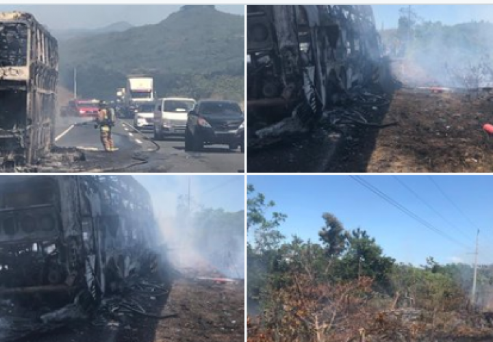 ¡Se salvaron de morir! Bus de la ruta David-Panamá se incendia en Veraguas 