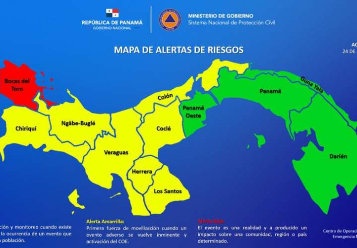  Alerta Roja en Bocas del Toro y Amarilla en otras regiones del  país