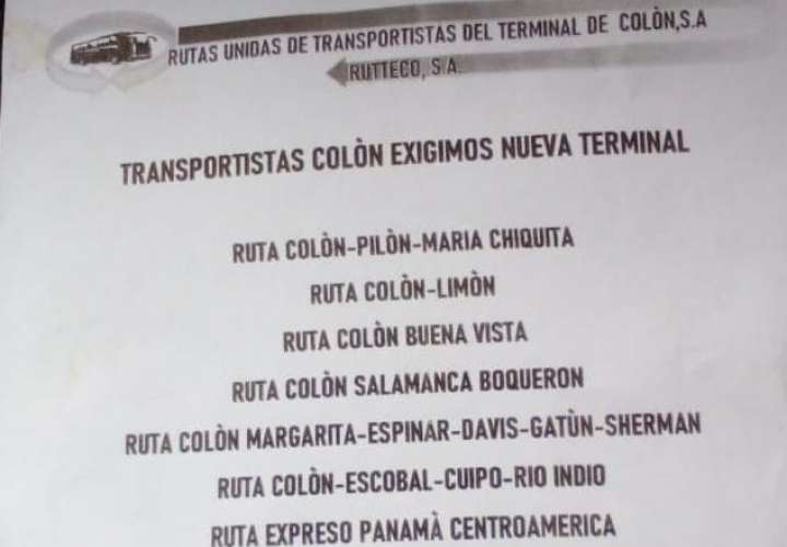 Transportistas de Colón anuncian paro para el 27 de octubre