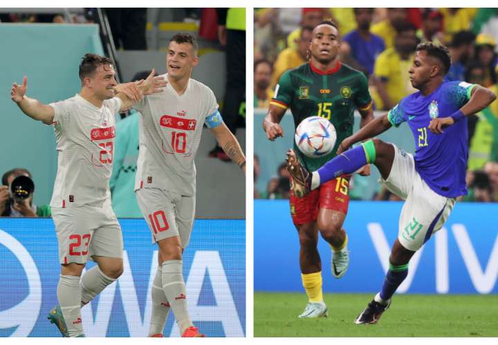 Suiza (izq.) enfrentarán en los octavos de final a Portugal, mientras que Brasil (der.) se medirá a Corea del Sur. Fotos EFE