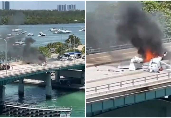 Avioneta cae en un puente de Miami-Beach y deja seis heridos