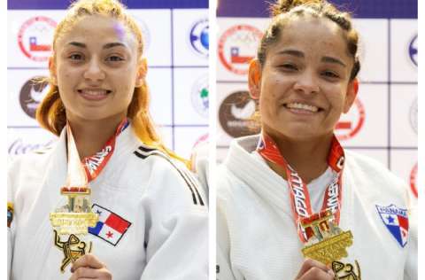 Las judocas panameñas Lilian Cordones (izq.) y Kristine Jiménez ganaron medalla de oro en el Abierto Panamericano en Chile.