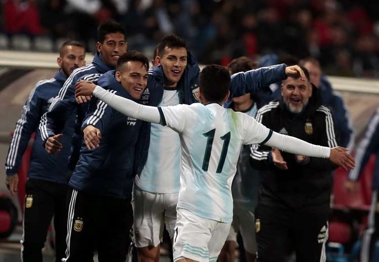 Ángel Correa celebra su gol anotado ante Marruecos. Foto: AP