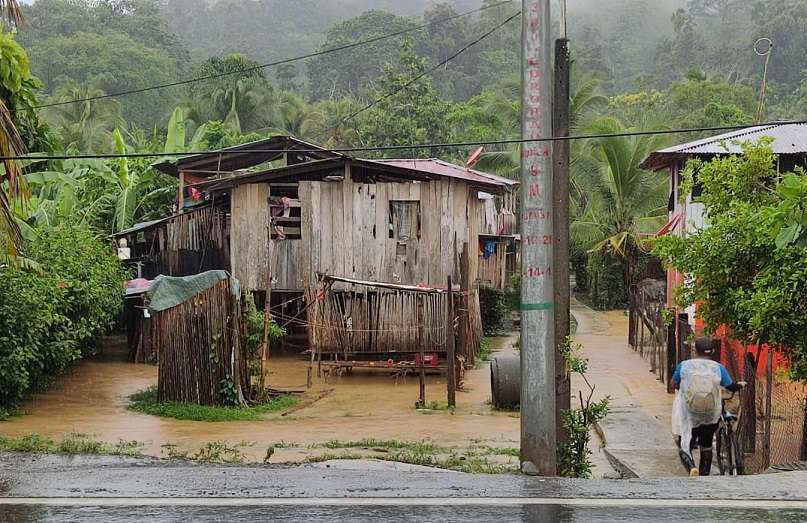 Sector de Changuinola anegado, debido a las lluvias.