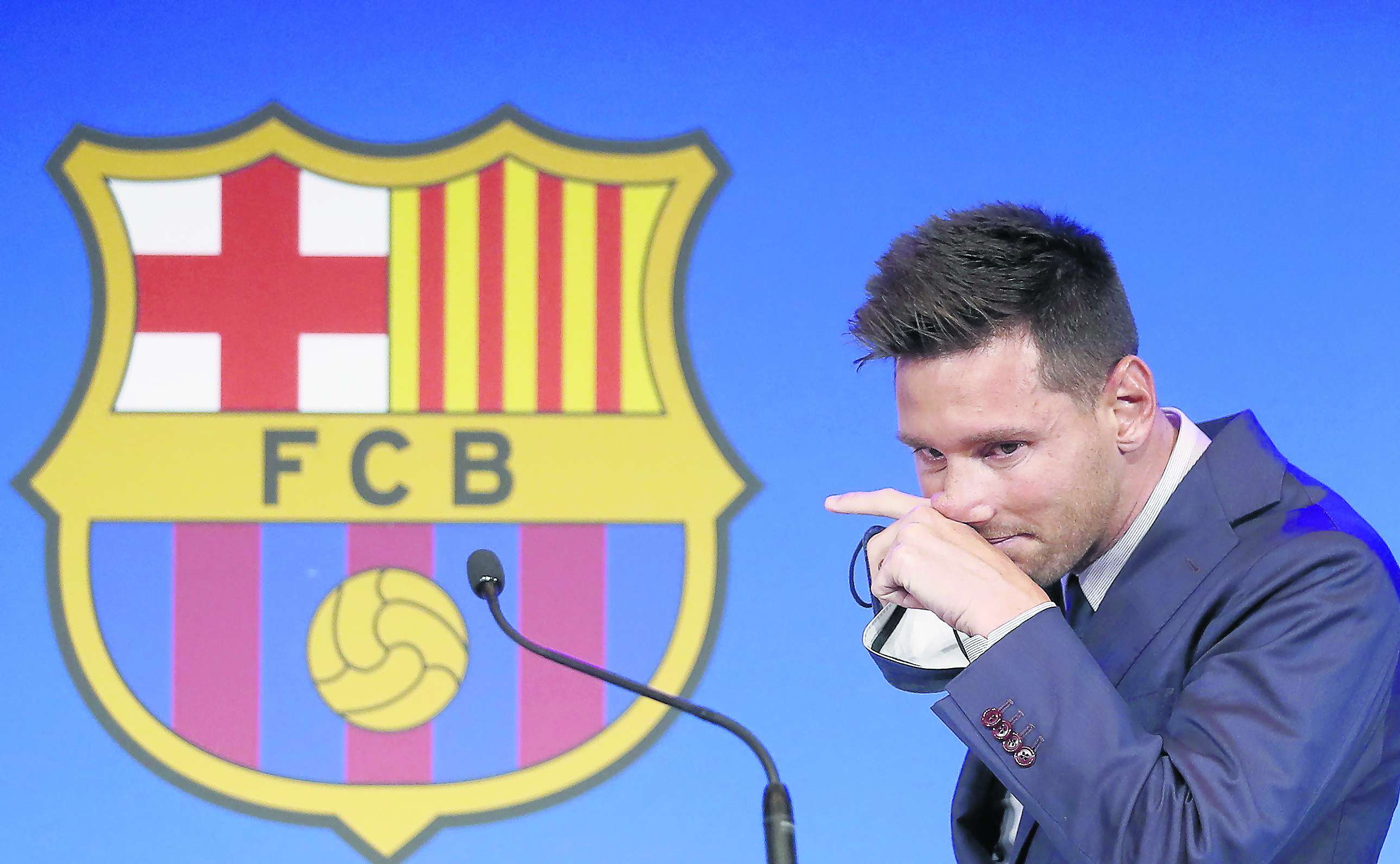 Lionel Messi durante su despedida del FC Barcelona.