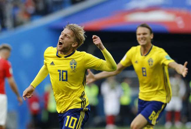 Emil Forsberg anotó el gol del triunfo para Suecia. Foto:AP