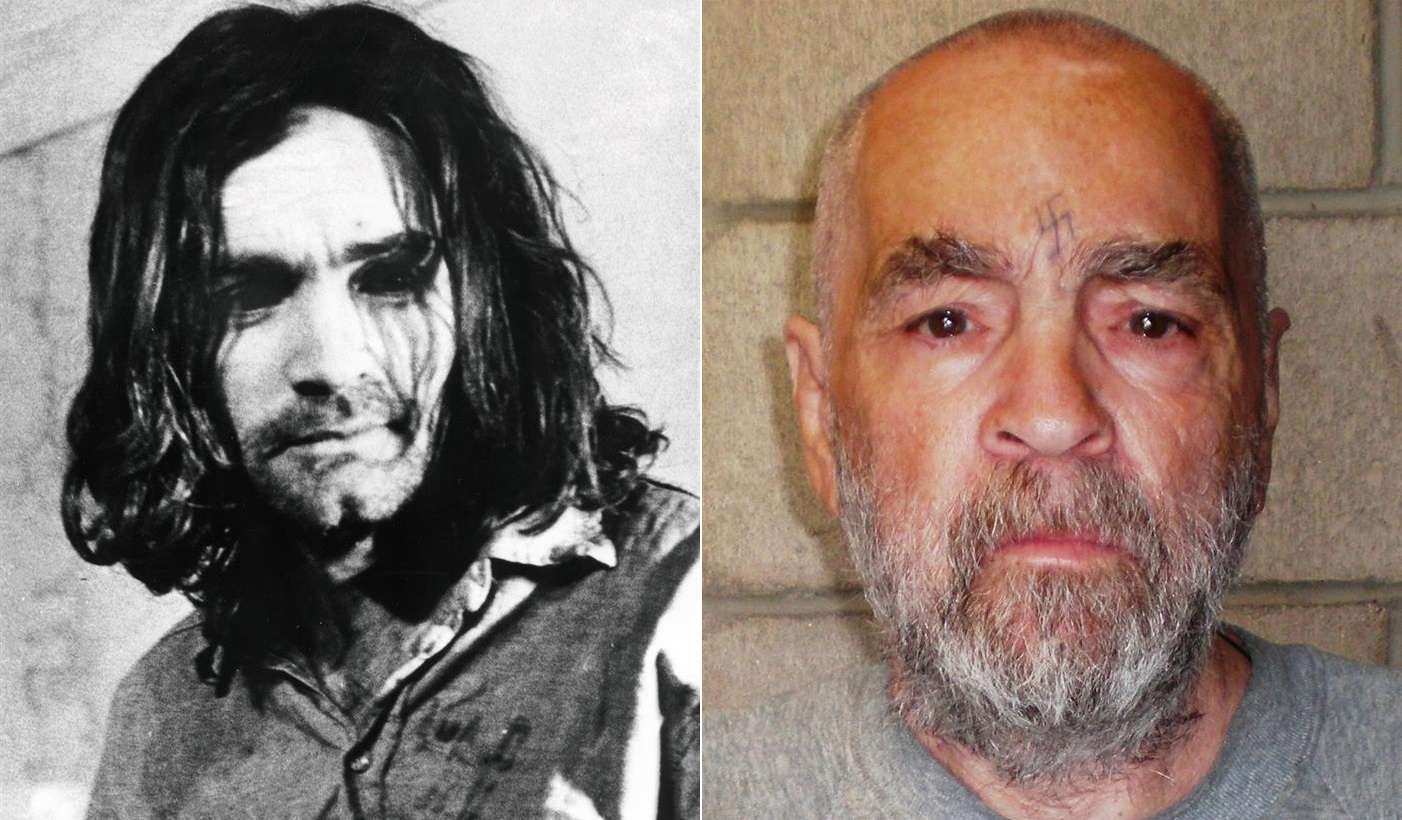 Foto combinación: vista del criminal  del Departamento de Correcciones y Rehabilitación de California que muestra al criminal estadounidense Charles Manson, en California (Estados Unidos) el 18 de marzo de 2009. EFE