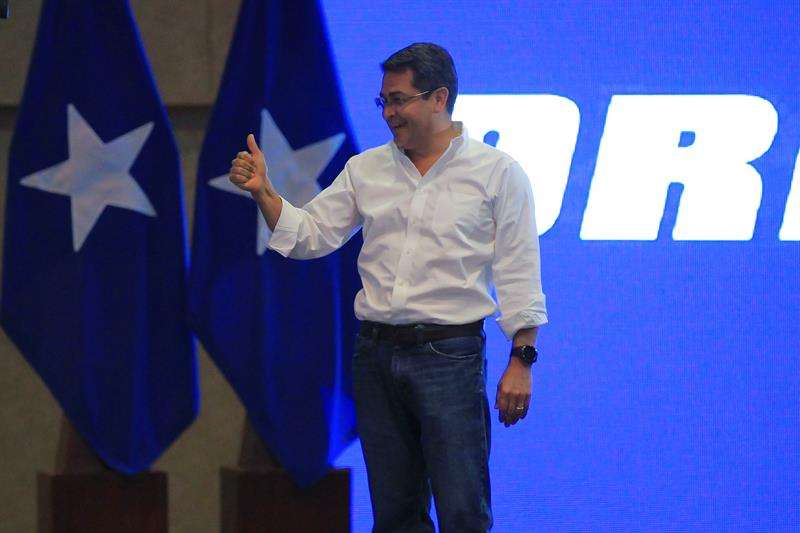 El presidente de Honduras ,Juan Orlando Hernández, el pasado domingo 26 de noviembre de 2017, al declararse ganador de las elecciones presidenciales, en Tegucigalpa (Honduras). EFE