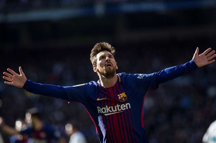 Leo Messi celebra su gol ante el Real Madrid. Foto: EFE