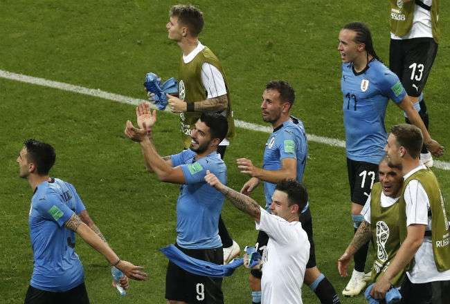 La selección de Uruguay le ganó 2-1 a Portugal. Foto: AP