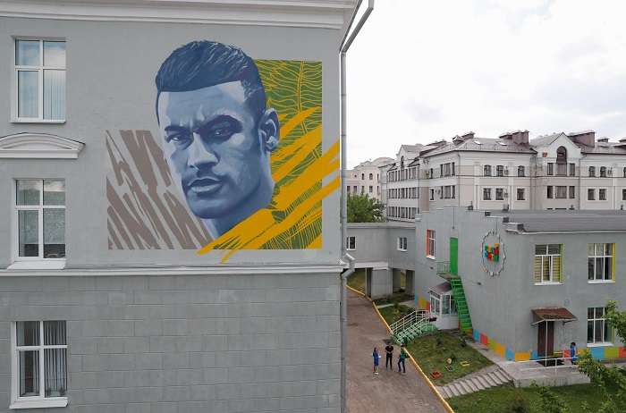 Grafiti de Neymar en las calles de la capital de la región de Tartaristán./EFE