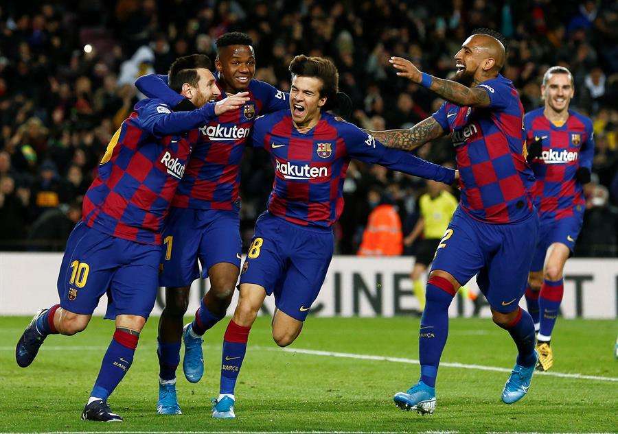 Celebración del gol de Lionel Messi /EFE