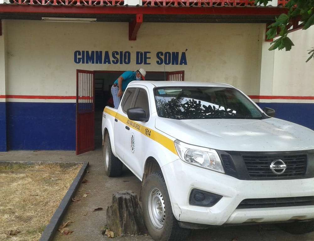 El gimnasio de Soná, en la provincia de Veraguas, se está usando como centro de acopio. 