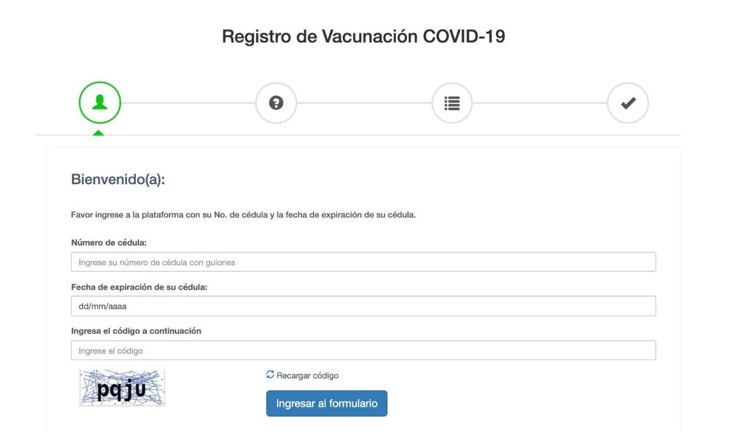 Registro de vacunación contra el COVID-19 en Panamá.