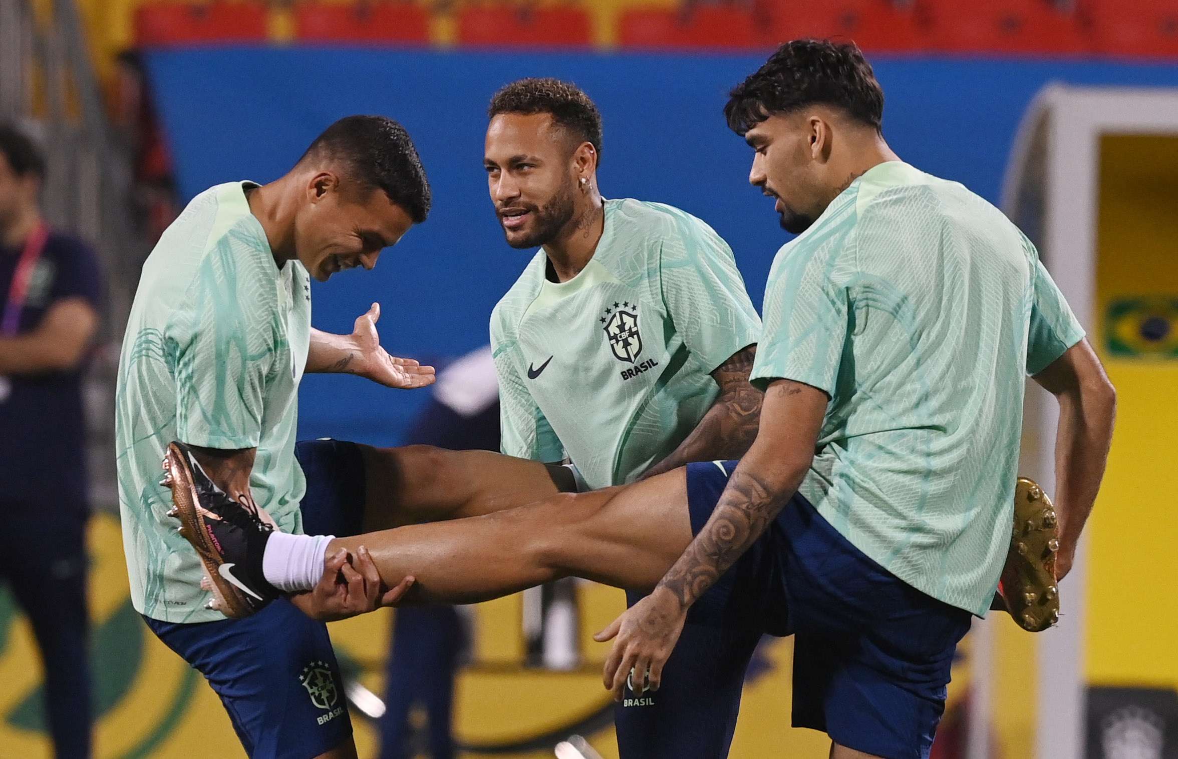 Thiago Silva, Neymar Jr y Lucas Paqueta. /EFE