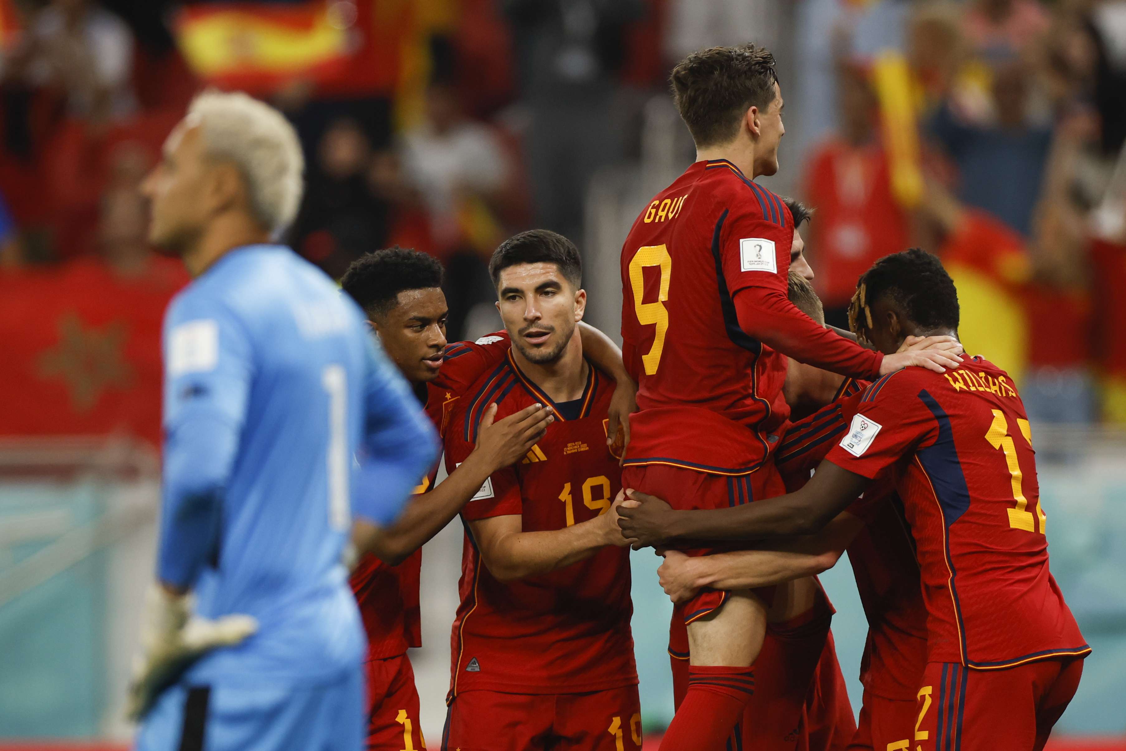 Jugadores de España celebran un gol. /Foto: EFE
