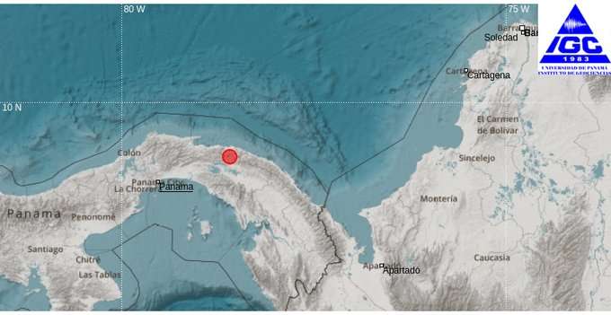 El temblor de anoche fue sentido en fue sentido en Colón, Darién, Panamá y Panamá Oeste.
