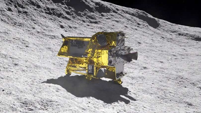 Ilustración artística del SLIM (Smart Lander for Investigating Moon) en la Luna. EFE