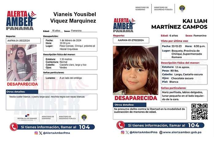 Vianeis Yousibel Viquez Marquínez, de 16 años y Kai Liah Martínez Campos, de 6 años, siguen desaparcidas.