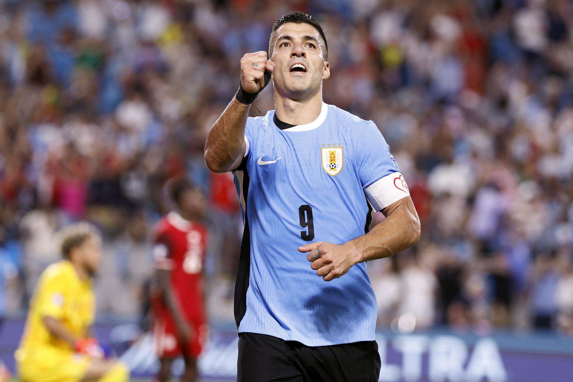 Luis Suárez de Uruguay celebra en la Copa América. /Foto: EFE