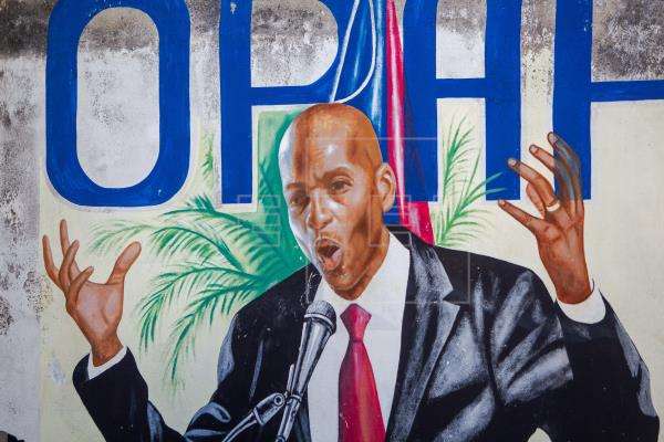 Fotografía de un mural del asesinado presidente Jovenel Moise hoy, en Puerto Príncipe (Haití). EFE