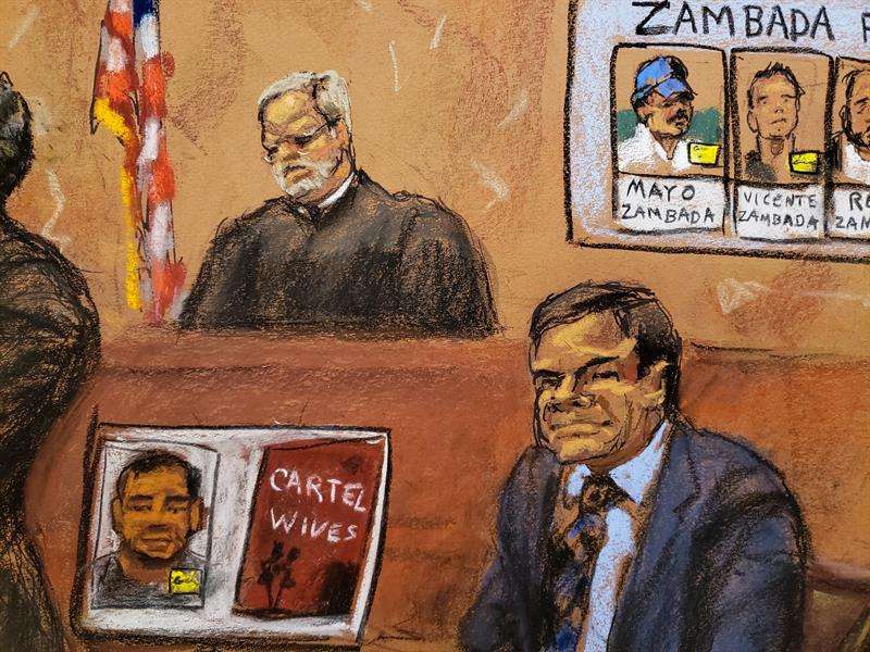 Reproducción fotográfica de un dibujo durante el juicio de Joaquín &#039;el Chapo&#039; Guzmán en el tribunal del Distrito Sur en Brooklyn, Nueva York (EE.UU.). EFE/Archivo