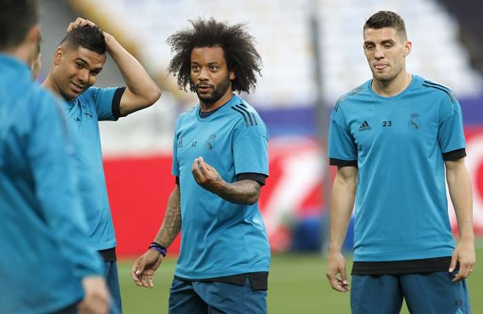 Marcelo en entrenamientos previo a la final de la Liga de Campeones./AP