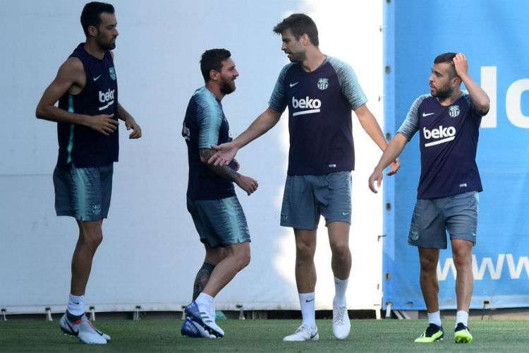 Lionel Messi, Gerard Piqué, Jordi Alba y Sergio Busquets. 