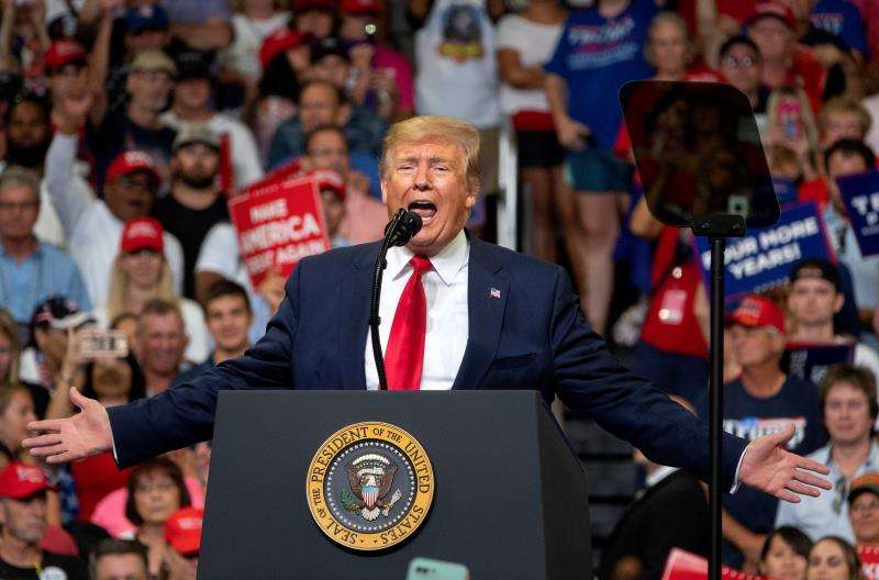 El presidente de Estados Unidos, Donald J. Trump, habla durante su anuncio de la reelección de 2020 en Orlando, Florida, EE.UU., el 18 de junio de 2019. EFE