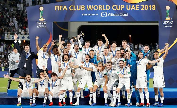 Jugadores del Real Madrid celebran su título de campeón del Mundial de Clubes. Foto: EFE