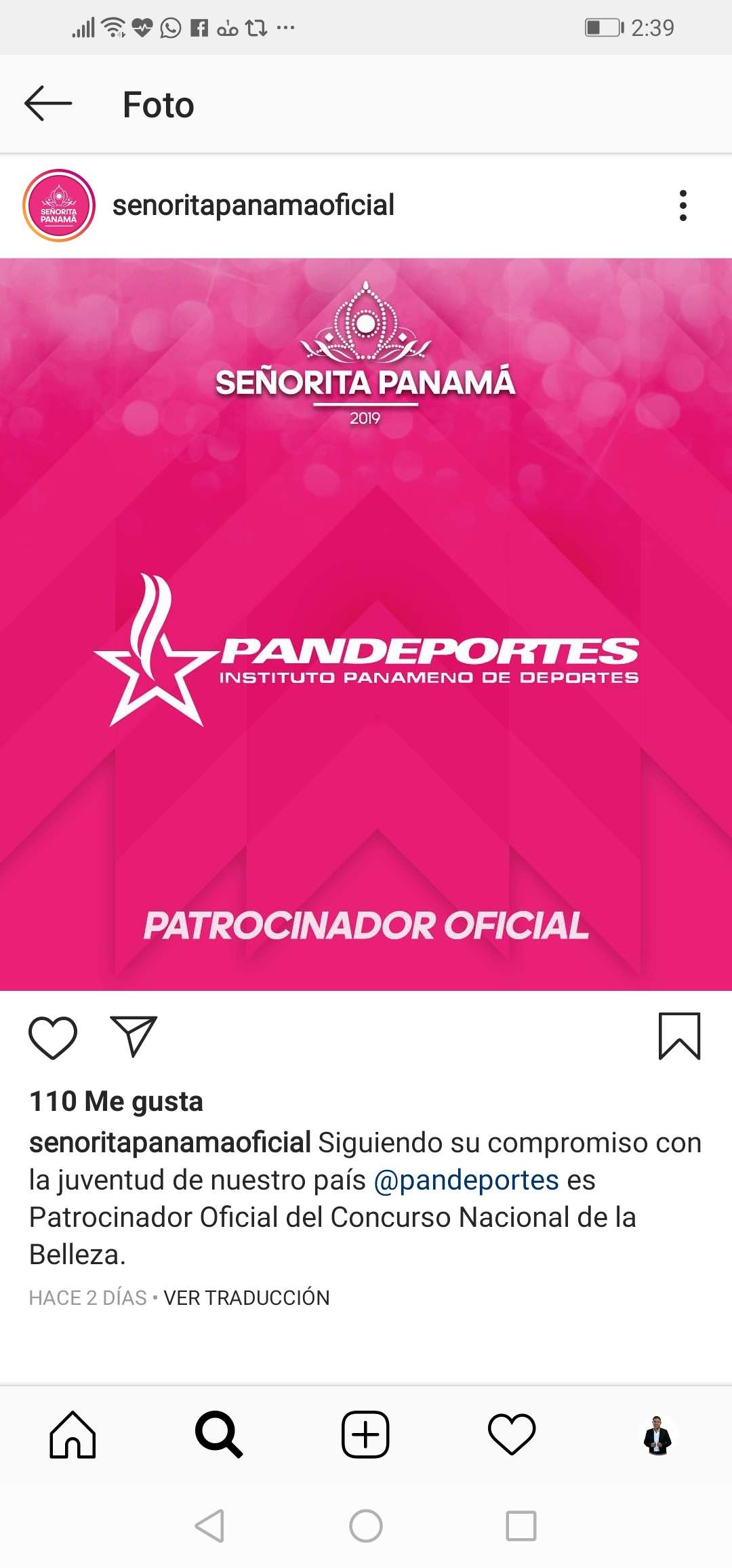 Este es el anuncio que hizo la Organización Señorita Panamá en su cuenta de Instagram. 