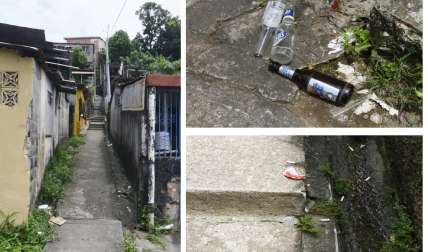 En la escena del crimen se podían observar colillas de cigarillo y botellas vacías de cerveza. Video/Foto: Edwards Santos 